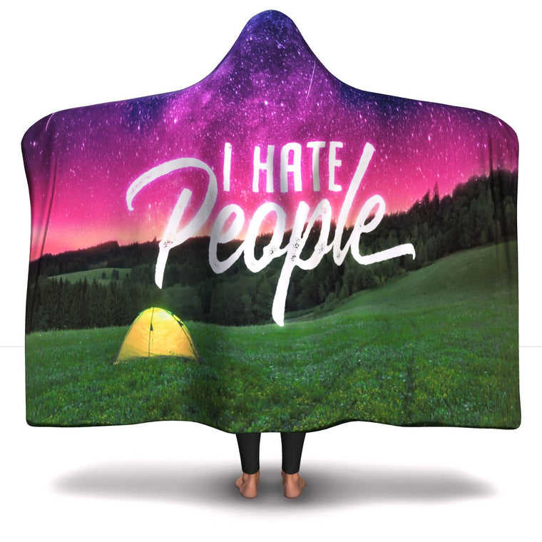 Camping HT I Hate People Hooded Blanket