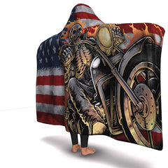 Skull Biker Hooded Blanket