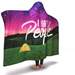 Camping HT I Hate People Hooded Blanket
