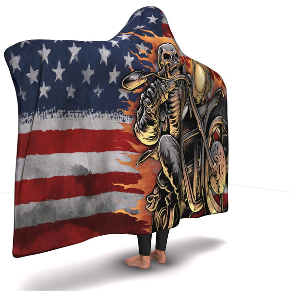 Skull Biker Hooded Blanket