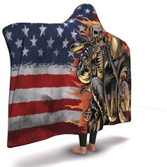 Skull Biker Hooded Blanket