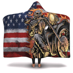 Skull Biker Hooded Blanket
