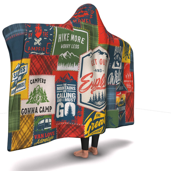 Camping HT Patchwork Hooded Blanket